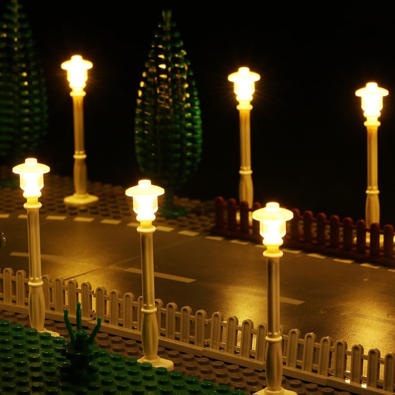 TEDDOO Store 15 City Street Light DIY LED Lighting Kit (10 in 1 USB Power Supply) Small Particle Building Block Lamp Compatible with Lego Building Blocks 2039 11062 (White Column Warm White Light) - Image 2